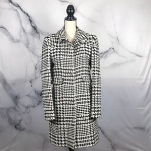 TOMMY HILFIGER black & white houndstooth coat